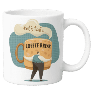 Taza de Cerámica Coffee Break – Diseño Divertido para Café, Té e Infusiones – Regalo Original