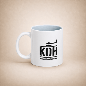 Taza de Cerámica Blanca Koffeeonhome KOH – Café, Té e Infusiones – Diseño Exclusivo Barista