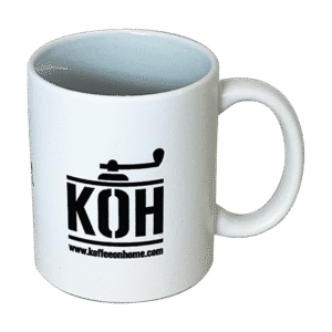 Taza de Cerámica Blanca Koffeeonhome KOH – Café, Té e Infusiones – Diseño Exclusivo Barista